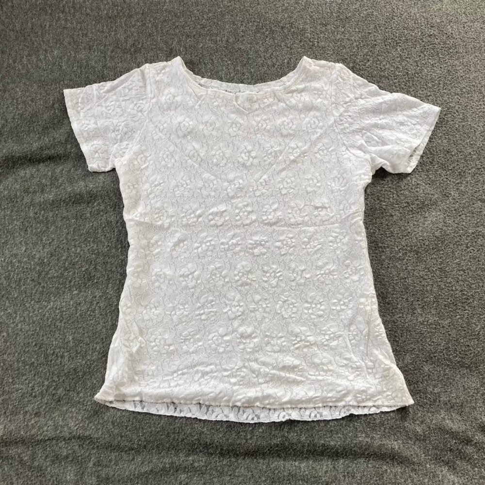 vintage white rose lace soft stretch lined top